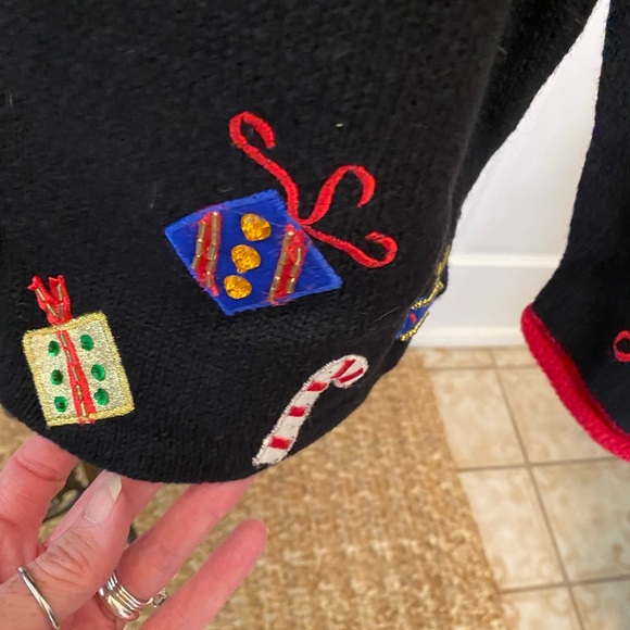 Vintage Carolina Colours Embroidered Santa Christmas Full Zip Sweater Cardigan M - Picture 6 of 10